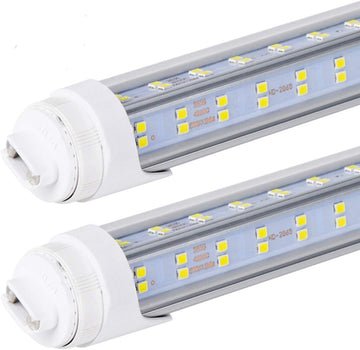 10 PCS-T8 T10 T12 LED Tube Light, 8 foot , 100W Rotate V Shaped, R17D/HO 8FT LED Bulb ,6000K Cold White, 14500LM, Clear Cover, (Replacement for F96T12/CW/HO 150W), Ballast Bypass,Dual-End Powered