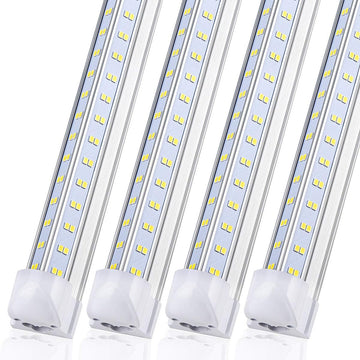 LED Shop Light Fixture, 4FT, 50W 6500LM, 6000K Cold White, 4 Foot T8 Integrated LED Tube Lights, Plug in Warehouse Garage Lighting, V Shape, High Output, Linkable with On/Off Switch (4PCS)