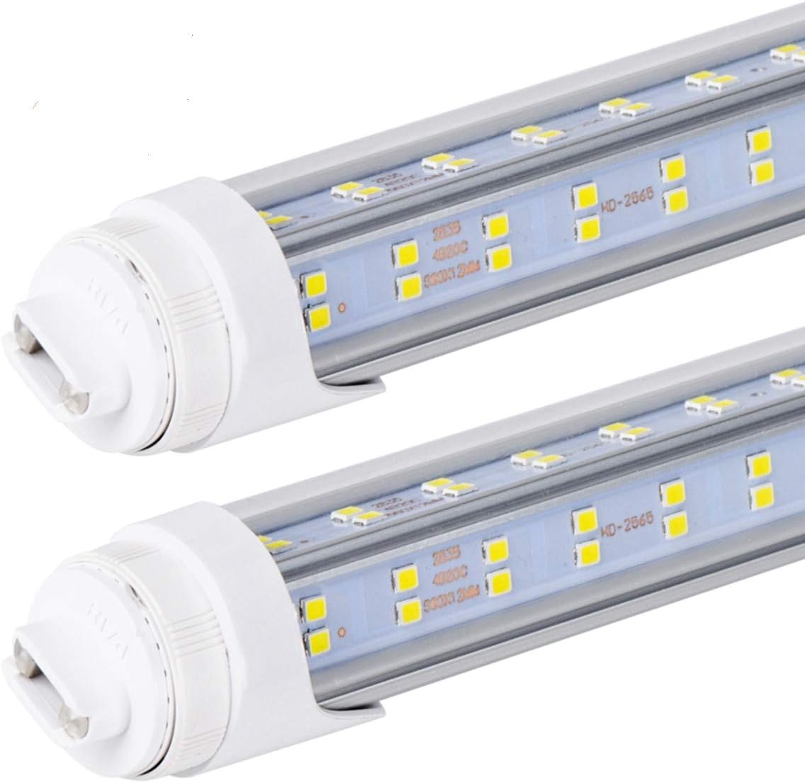 10 PCS-T8 T10 T12 LED Tube Light, 8 foot , 100W Rotate V Shaped, R17D/HO 8FT LED Bulb ,6000K Cold White, 14500LM, Clear Cover, (Replacement for F96T12/CW/HO 150W), Ballast Bypass,Dual-End Powered