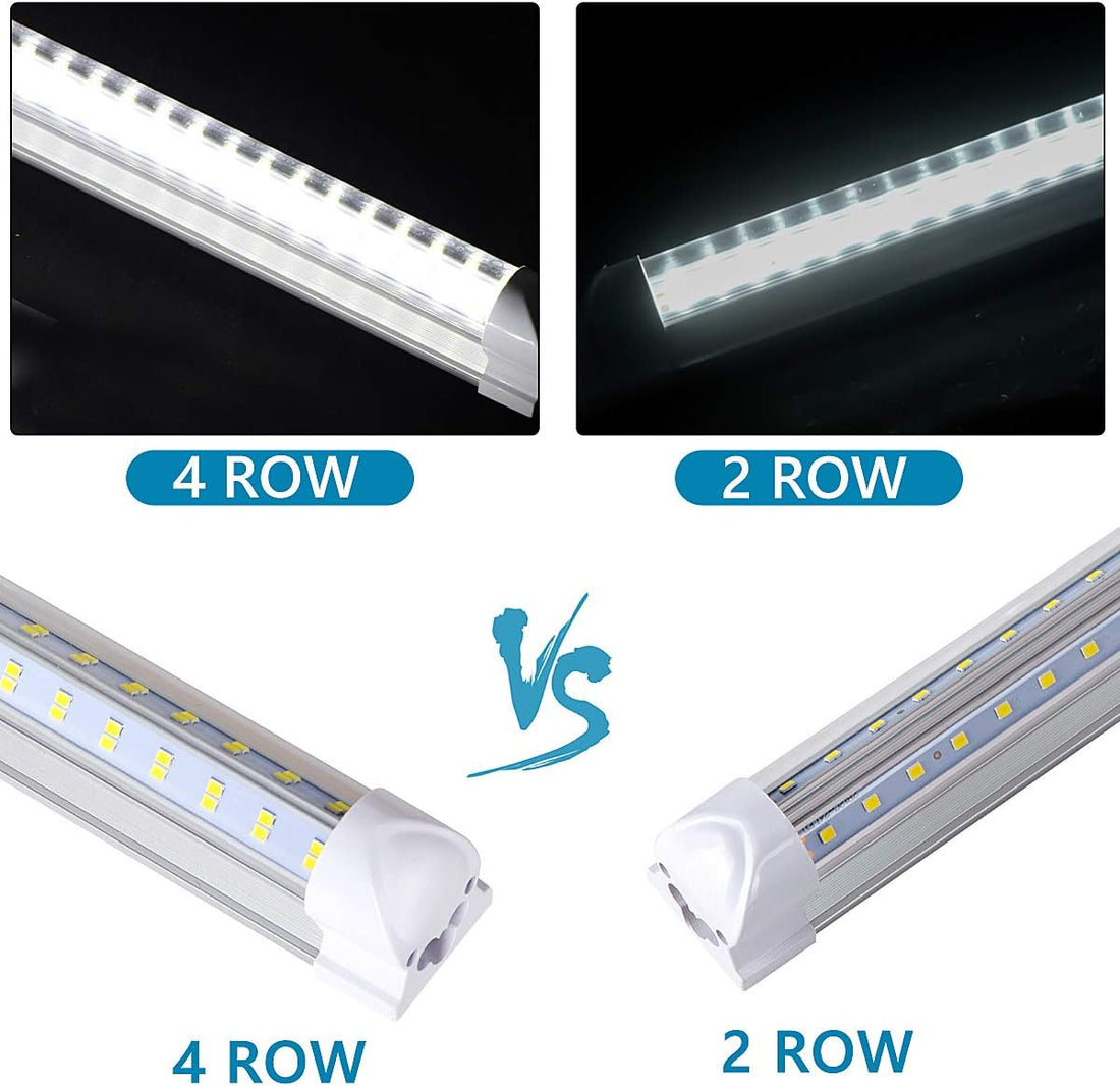 (10-Pack) 8ft LED Shop Light Fixture,V Shape 100W 18500LM 5000K (Daylight White),8 Foot, 96'' T8 Integrated LED Tube, Linkable Led Bulbs for Garage, Warehouse, Plug and Play, Clear Lens