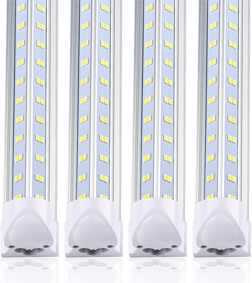 (Pack of 25) T8 LED Tube Light Fixture, 4FT, 60W, 6500 Lumens, 5000K, V Shape, High Output, Utility Shop Light Bulbs for Garage, Warehouse, Plug and Play