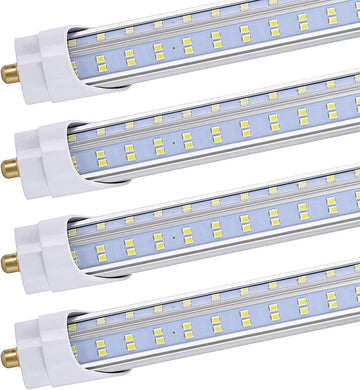 10PCS,8 FT LED Bulbs, 120W 19000lm 5000K Daylight, Super Bright, T8 T10 T12 LED Tube Lights, FA8 Single Pin LED Lights,V Shape, Clear Cover, 8 Foot LED Bulbs