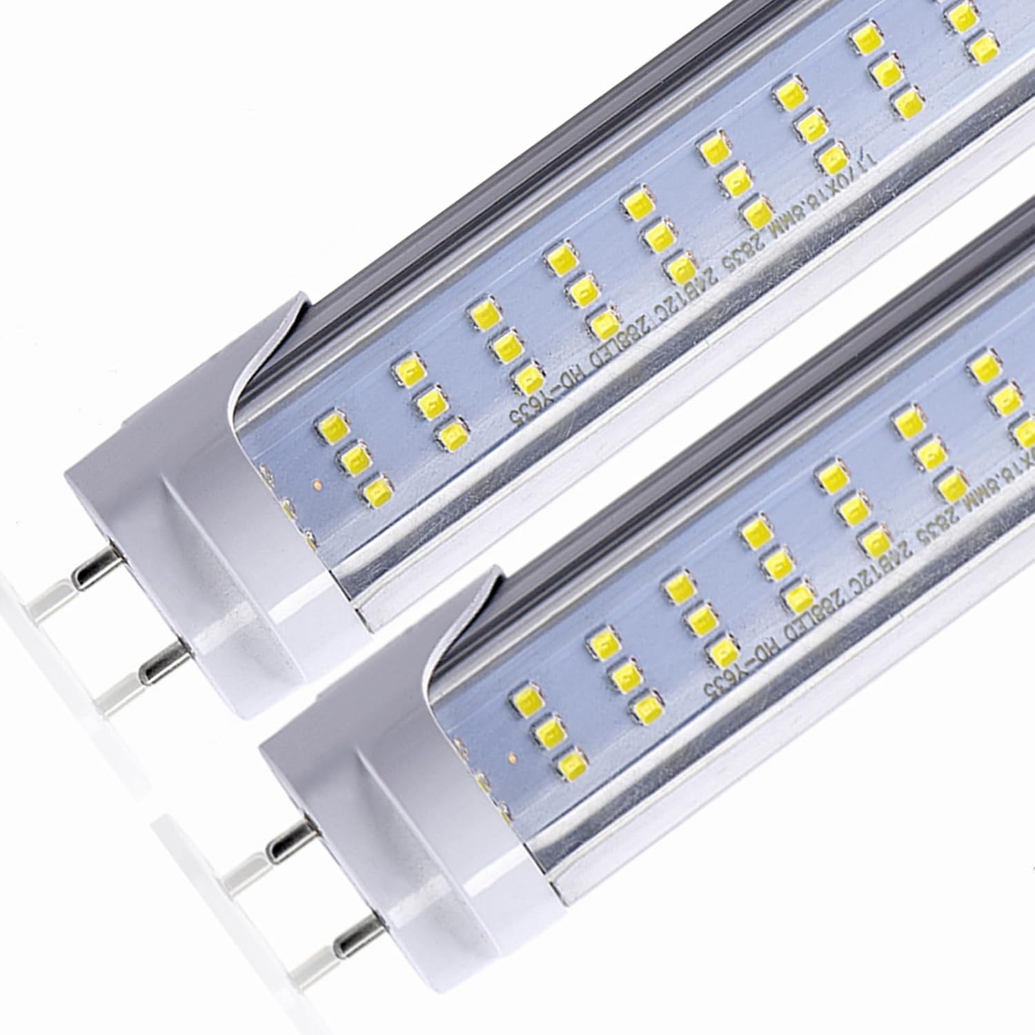 LED Tube Light 4Ft, 60W, 6500LM, 6000K Cold White, Dual-End Powered, No T8 Ballast,Flat 3 Row 180 Degree Lighting LED Tubes, Clear Cover - 25 Pack