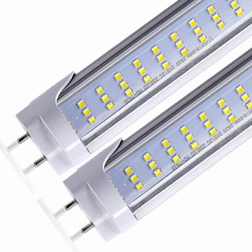 LED Tube Light 4Ft, 60W, 6500LM, 6000K Cold White, Dual-End Powered, No T8 Ballast,Flat 3 Row 180 Degree Lighting LED Tubes, Clear Cover - 25 Pack