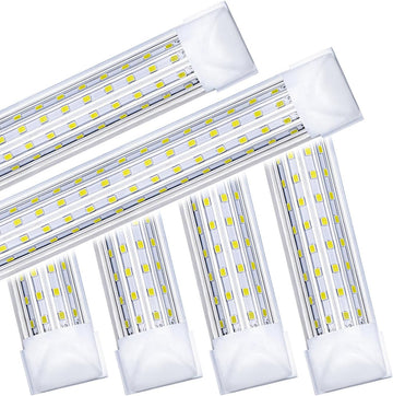 (6- Pack) 4FT LED Shop Light, 65W 5000K Daylight White 7500LM Super Bright T8 Integrated Fixture U-Shape 4 Rows Linkable Tube Lights for Garage Warehouse Workshop Basement Plug and Play