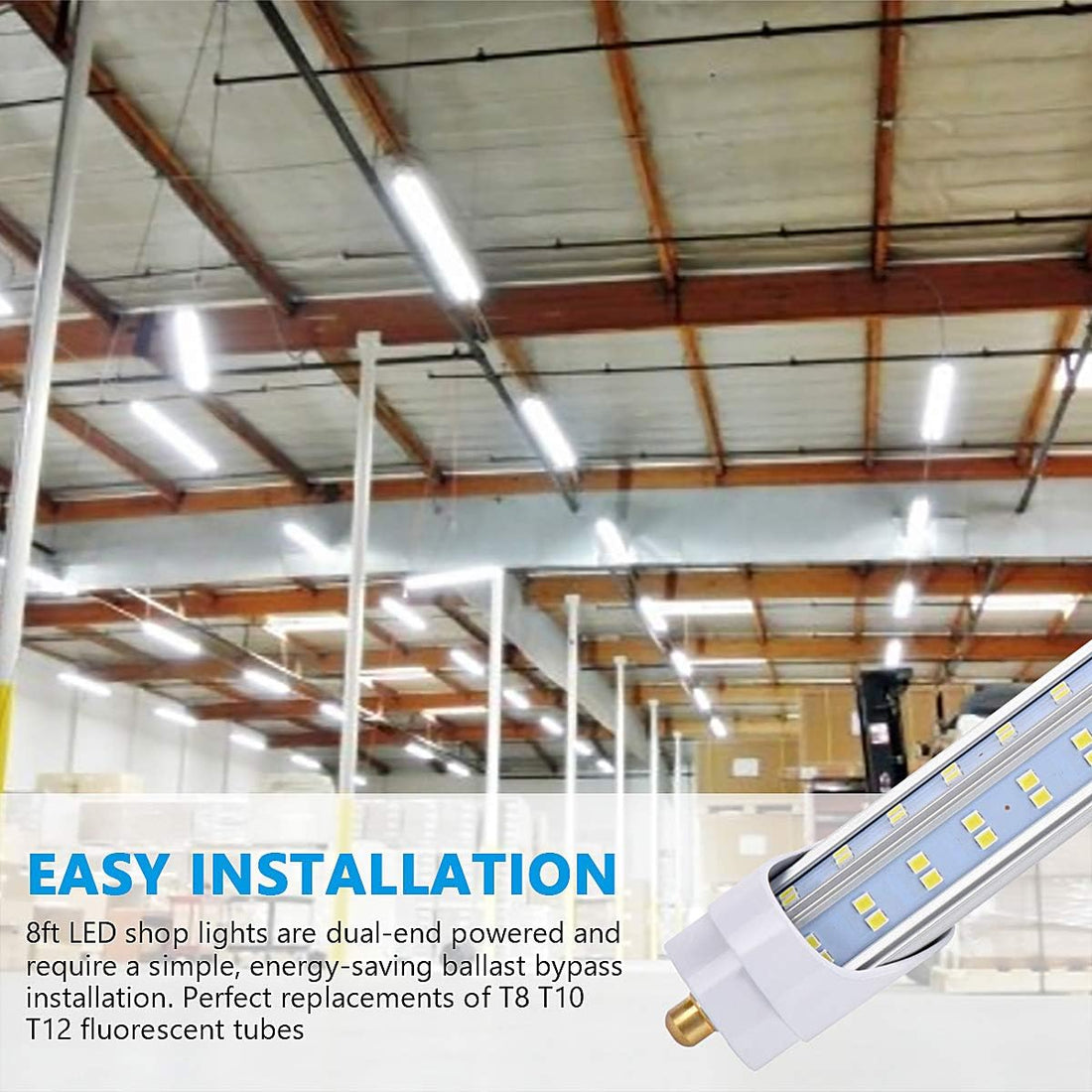 (10-Pack),8 Foot LED Bulbs,120W 19000lm 6000K Cold White, Super Bright, T8 T10 T12 LED Tube Lights, V Shaped 8FT LED Tube Light 270 Angle,FA8 Single Pin LED Lights, Clear Cover