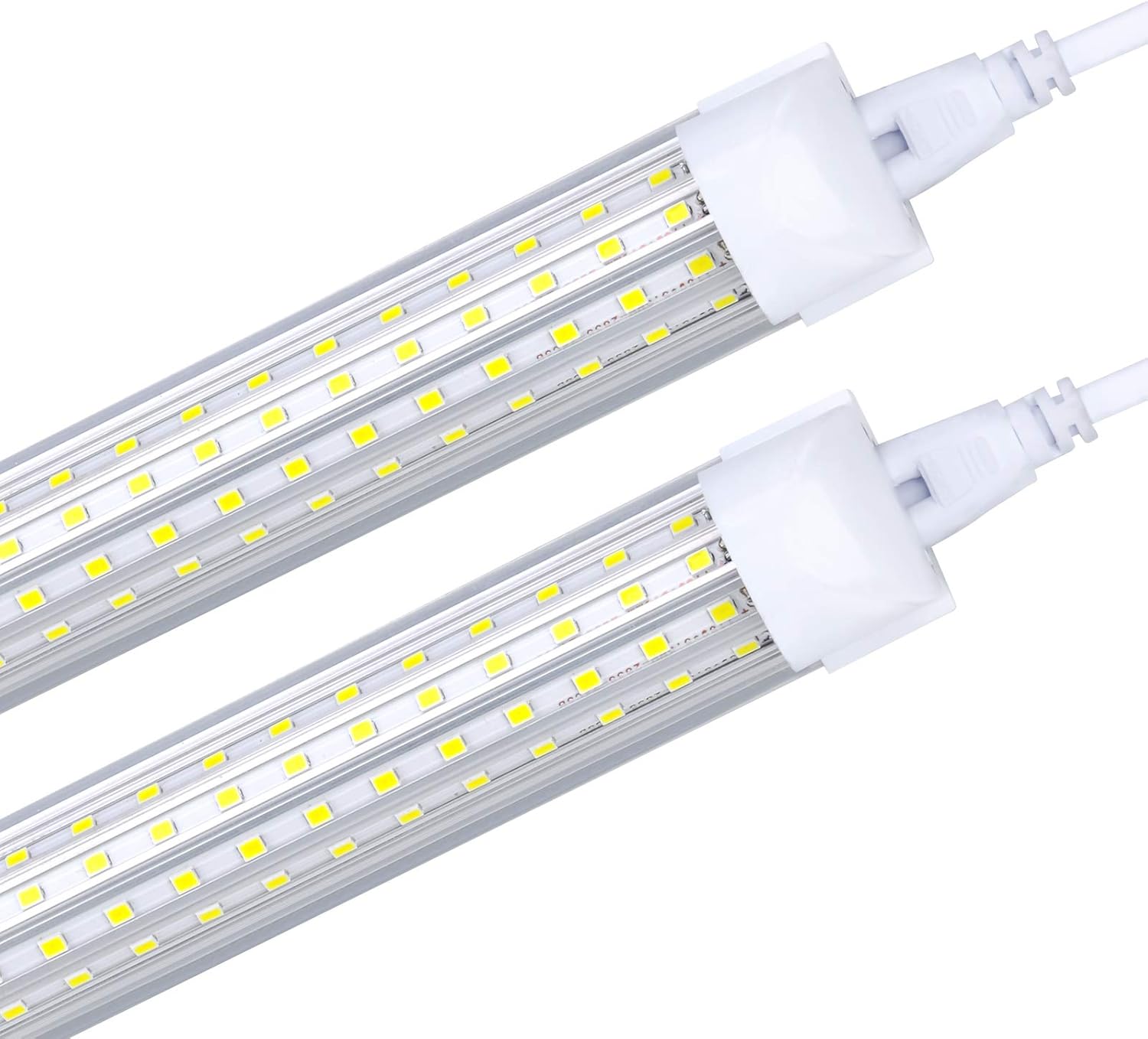 6-Pack, LED Shop Light, 8FT 144W 14500LM 6000K, Cold White, U Shape, Clear Cover, Hight Output, Linkable Shop Lights, T8 LED Tube Lights, LED Shop Lights for Garage 8 Foot with Plug (6PCS 8FT 6000k)