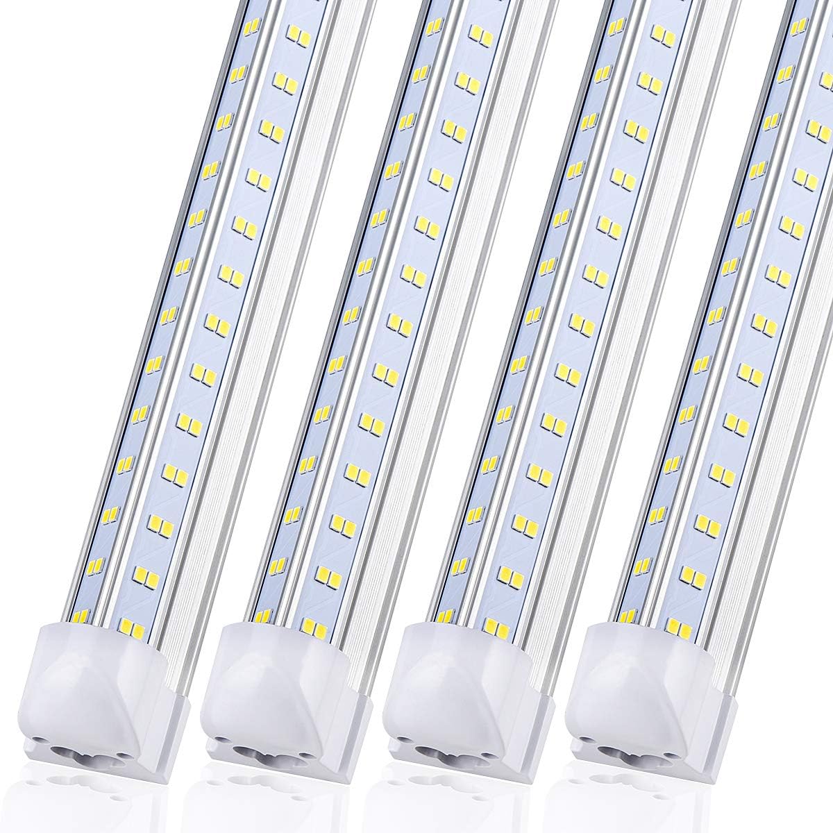 Unpacked or Used LED Shop Light Fixture, 4FT, 50W 6500LM, 6000K Cold White, 4 Foot T8 Integrated LED Tube Lights, Plug in Warehouse Garage Lighting, V Shape, High Output, Linkable with On/Off Switch (4PCS)