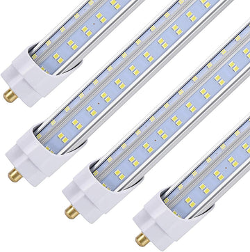 Unpacked or Used  (10-Pack),8 Foot LED Bulbs,120W 19000lm 6000K Cold White, Super Bright, T8 T10 T12 LED Tube Lights, V Shaped 8FT LED Tube Light 270 Angle,FA8 Single Pin LED Lights, Clear Cover