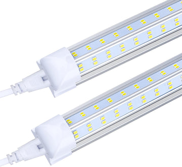 20 Pack, LED Shop Light, 8FT 150W 19000LM 6000K, Cold White, V Shape, Clear Cover, Linkable T8 LED Tube Lights, LED Shop Lights for Garage 8 Foot with Plug