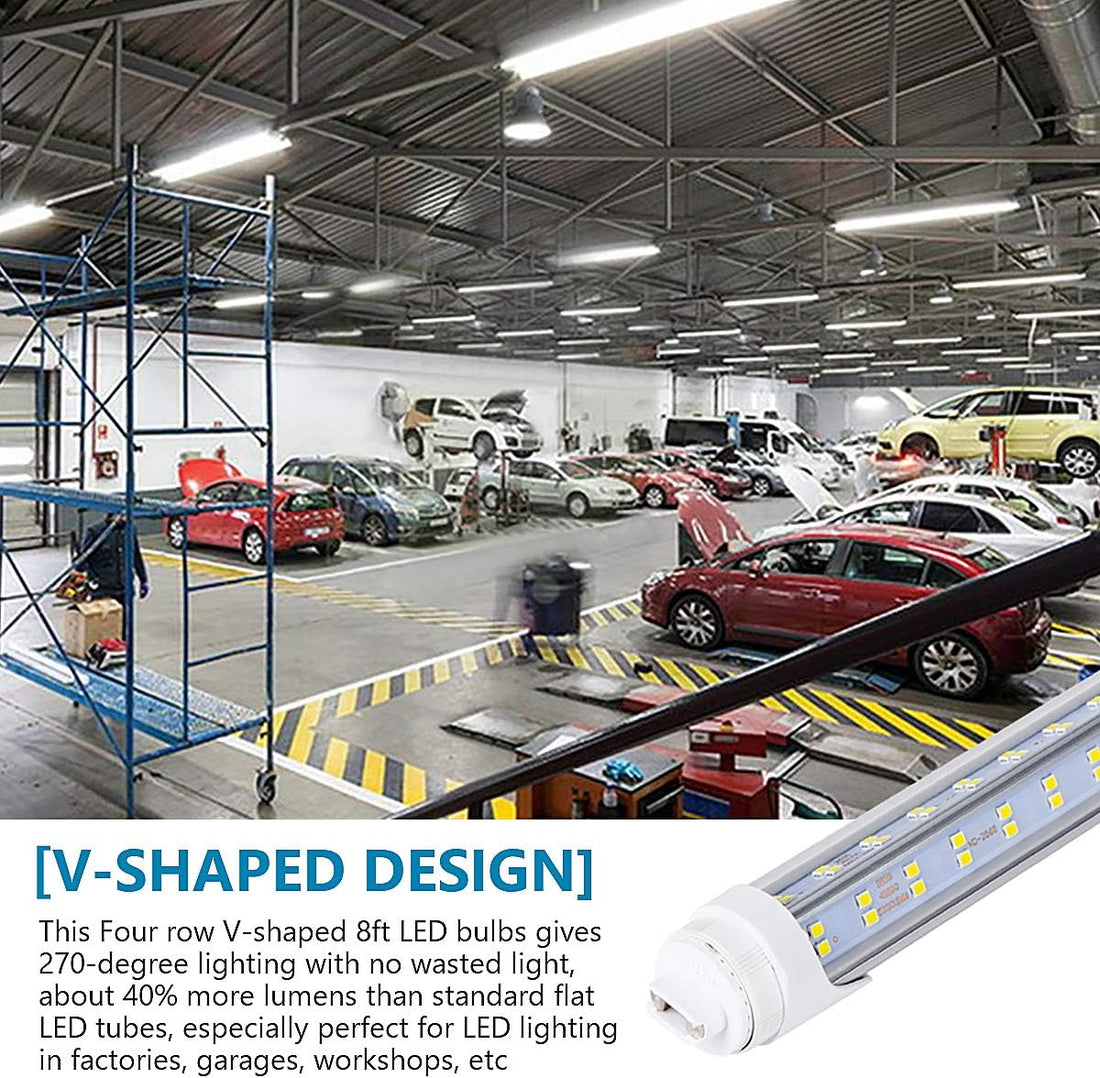 8Ft LED Light Tube, 120W 18800Lm 6500K,R17D/HO Base 270 Degree V Shape LED Chip Bulbs, Dual-End Powered,Clear Cover - 20 PCS